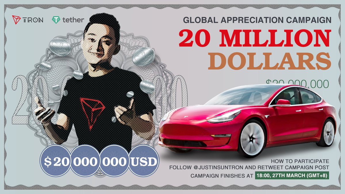 Tron (TRX)’un Sahibi Justin Sun, 20 Milyon Dolar ve Tesla Vermeyi Planlıyor!